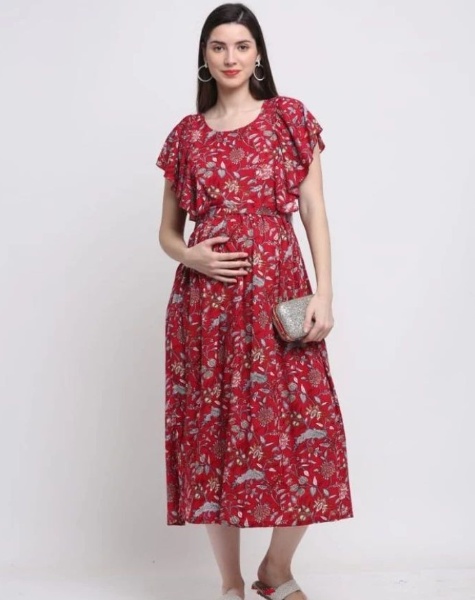 Maternity Feeding Dresses In Cotton Rayon A-line